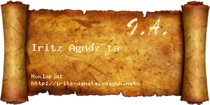 Iritz Agnéta névjegykártya